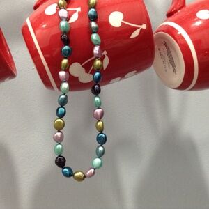 Honora Peacock and Light Blue Green Lavender Black Fine Pearl Necklace 18 Inches